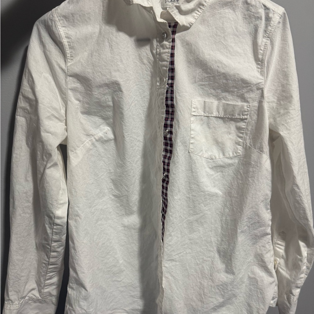 J crew White Button-Up Shirt with rhinestone buttons